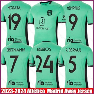 Yp2 2023-2024 เสื้อยืด ลาย Atletico Madrid Third Away Jersey Morata Barrios Griezmann Memphis DePaul Koke พลัสไซซ์ PY2