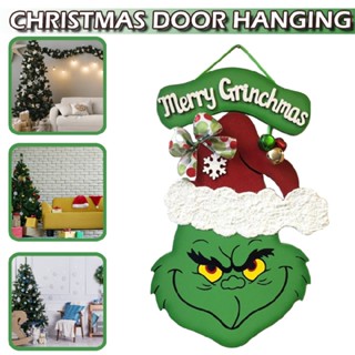 Grinch Christmas Wooden Wreath Front Door Welcome Sign Wall Hanging Decor