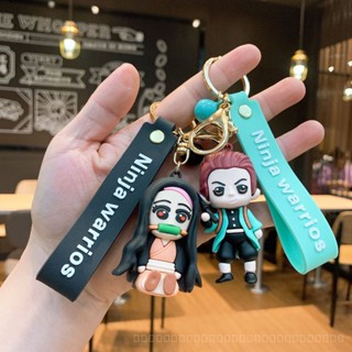 0830YWJJ Cartoon Cute Demon Slayer Silicone Car Chain Ring Schoolbag Pendant Doll Key Chain Pendant Key Ring Animation  Comic  Garage Kit  IEUA