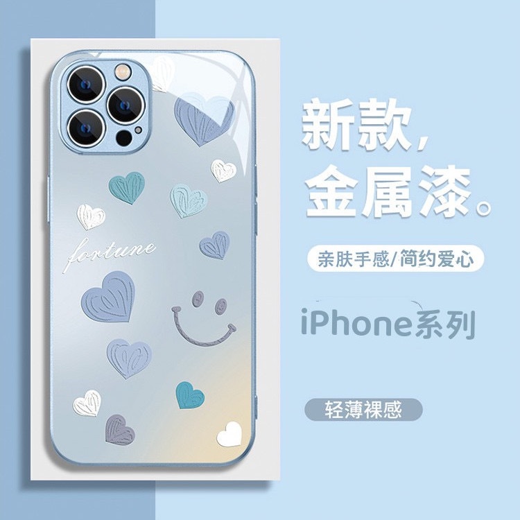 เคสป้องกันโทรศัพท์มือถือกระจก ลายหน้ายิ้ม สําหรับ Apple IPhone 15 Promax 14promax 13 11