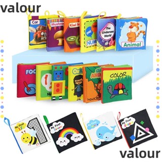 Valour หนังสือผ้านิ่ม รูปสัตว์ ผลไม้ ตัวเลข ของเล่นสําหรับเด็ก 0-36 เดือน