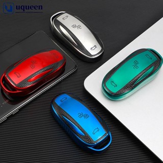 Uqueen เคสกุญแจรีโมตรถยนต์ TPU แบบนิ่ม ทนทาน 3 ปุ่ม อุปกรณ์เสริม สําหรับ Tesla Model 3 Model Y Model X Model S G9L7