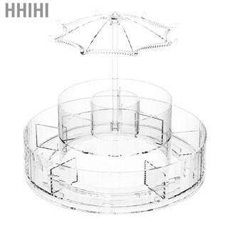 Hhihi Rotating Makeup Organizer  Easy To Clean Multi Partition 360 Degree Cosmetics Storage Box for Brushes Lipsticks Jewelry