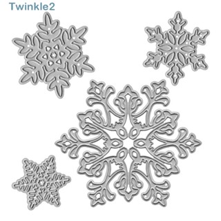 Twinkle แม่พิมพ์โลหะ ลายเกล็ดหิมะ 4 แบบ สีเงิน สําหรับตกแต่งสมุดภาพ 4 ชิ้น ต่อชุด