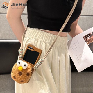 Jiehui เคสโทรศัพท์มือถือ ผ้ากํามะหยี่ขนนิ่ม ลายคุกกี้ แฟชั่น สําหรับ Samsung Z Flip5 Z Flip4 Z Flip3