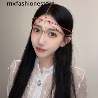 Mxfashione โซ่หน้าผาก เจ้าสาว คริสตัล โบฮีเมียน ที่คาดผม ทําผม สไตล์ประจําชาติ จี้พู่