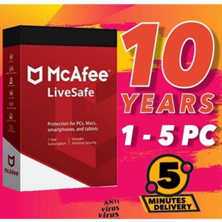 McAfee Livesafe Protection Original Antivirus Software 2023 Version 10 Years 1-5 PC