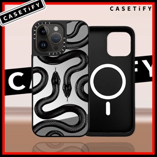 Casetify เคสโทรศัพท์มือถือกระจกแม่เหล็ก ลายงู Black King สําหรับ iPhone15ProMax iP15Pro 13 iPhone11 12Promax 13Promax 12 13 14 15