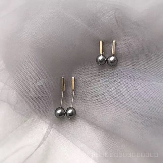 0916SPSDY Shijia Austria Elegant Dark Gray Black Pearl Earrings Imported 14K Gilded Gold Plated Sterling Silver Needle Ear Studs Ear Clip 3EZT