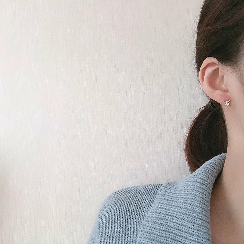 ต่างหูสตั๊ด ประดับโบว์คริสตัล ขนาดเล็ก สีทอง เครื่องประดับ สไตล์เกาหลี ของขวัญสําหรับผู้หญิง