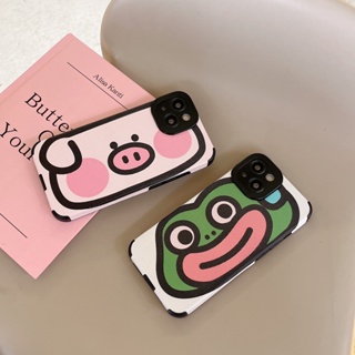 เคสโทรศัพท์มือถือ กันกระแทก ลายการ์ตูนหมู และกบ คุณภาพสูง สําหรับ iPhone 15 14 13 12 Pro Max 11 Pro Max X XR XS 7 8 plus