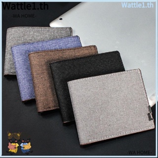 Wttle กระเป๋าสตางค์ใบสั้น ผ้าแคนวาส ใส่เหรียญได้หลายตําแหน่ง สําหรับผู้ชาย