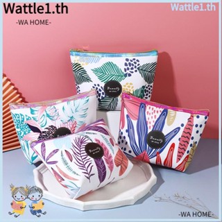 Wttle กระเป๋าเครื่องสําอาง หนัง PU พิมพ์ลายดอกไม้ มีซิป จุของได้เยอะ สําหรับผู้หญิง