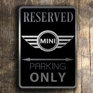 ป้ายโปสเตอร์โลหะดีบุก ลาย Mini Cooper Parking Only สไตล์วินเทจ สําหรับตกแต่งผนังบ้าน