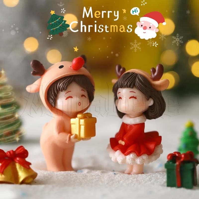 ตุ๊กตาแฮนด์เมด ขนาดเล็ก รูปปั้นคู่รัก สุขสันต์วันคริสต์มาส สําหรับตกแต่งบ้าน ตั้งโต๊ะ DIY