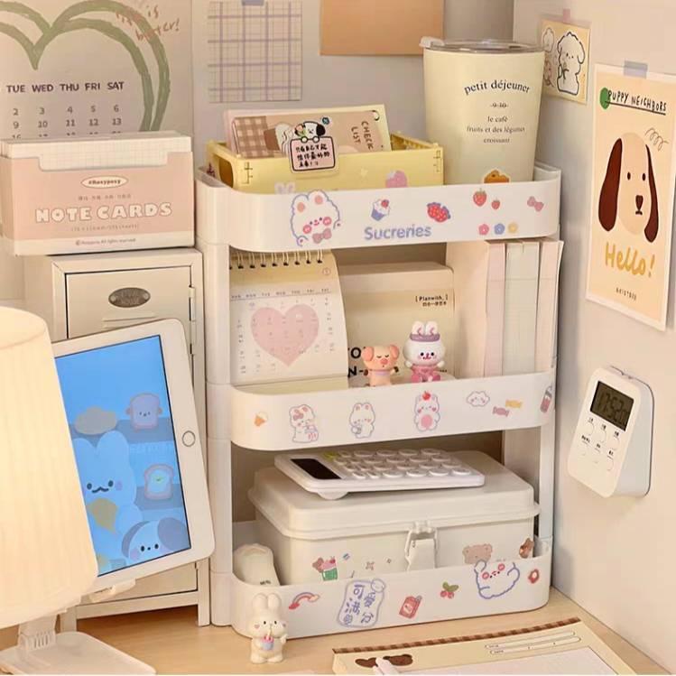 🥭🍁ฟรีสติ๊กเกอร์🥭🍁 ชั้นวางของ ใส่เครื่องสำอาง เครื่องเขียน จัดระเบียบครัว ประหยัดพื้นที่