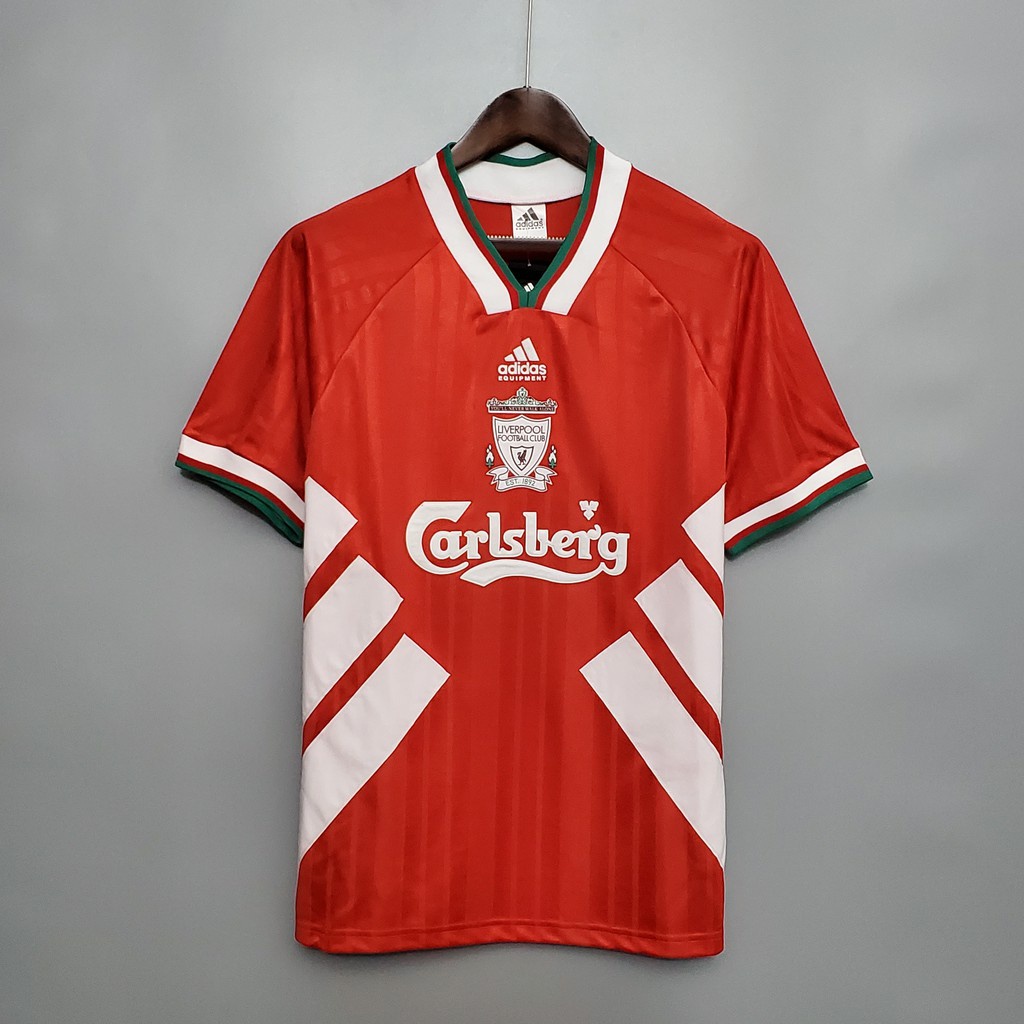 เสื้อกีฬาแขนสั้น ลายทีมชาติฟุตบอล Liverpool 1993 1995 ชุดเหย้า คุณภาพสูง สีแดง สไตล์เรโทร