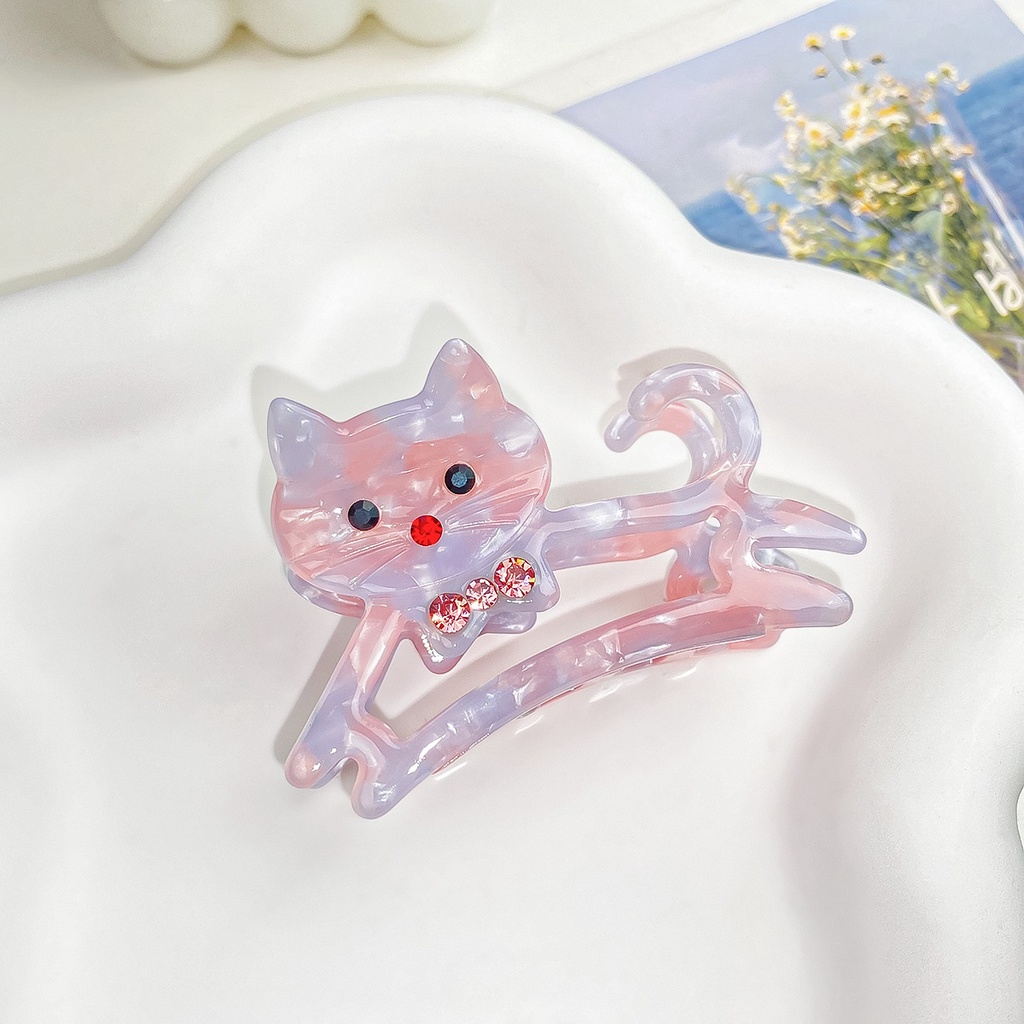 กิ๊บติดผม รูปแมวอาวุโส ประดับเพชร หรูหรา สําหรับวัยรุ่นผู้หญิง - รูปที่ 6