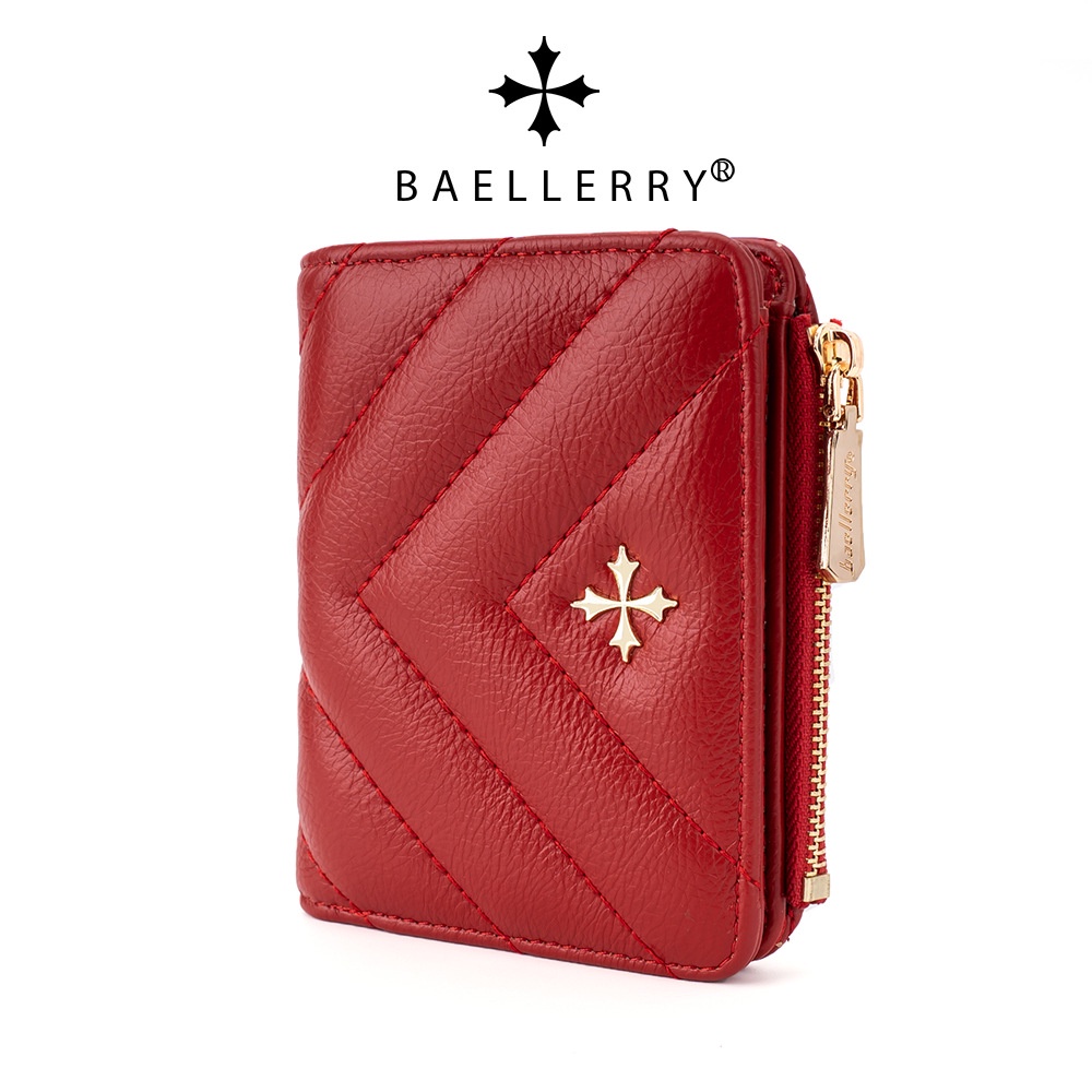Baellerry ใหม่ กระเป๋าสตางค์ ใบสั้น มีซิป ลายลูกศร สไตล์เกาหลี แฟชั่นสําหรับสตรี