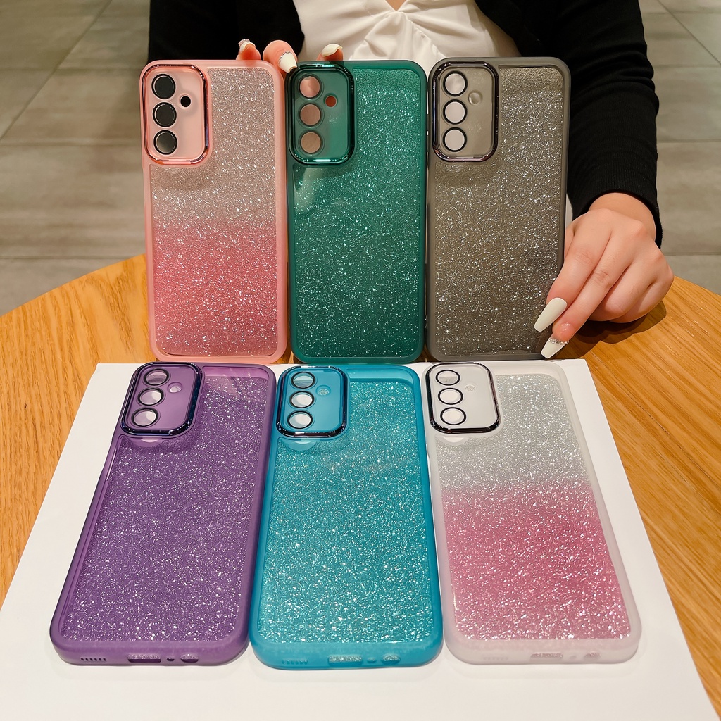 เคสโทรศัพท์มือถือนิ่ม ป้องกันเลนส์ ลายกลิตเตอร์วิบวับ สําหรับ Samsung A55 A35 A25 5G A15 A05s A05 A71 A51 4G