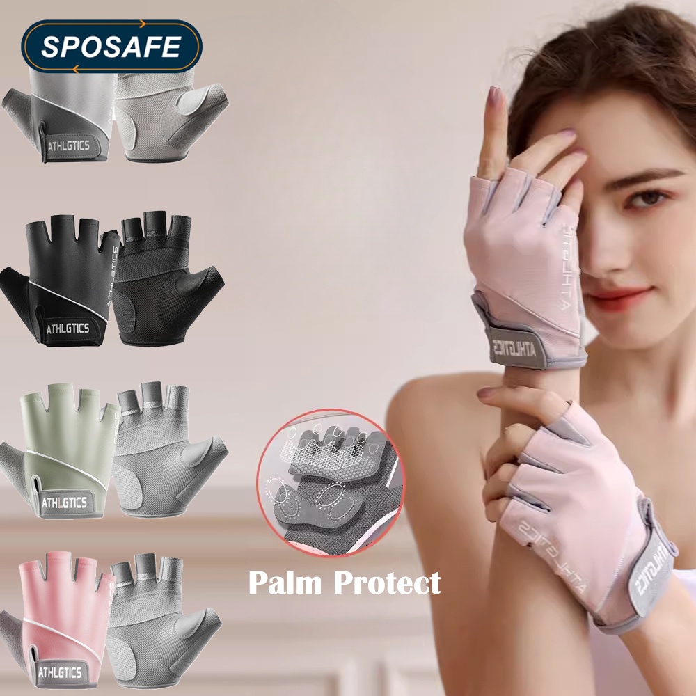 Sposafe ถุงมือยกน้ําหนัก แบบเต็มฝ่ามือ ระบายอากาศ น้ําหนักเบา สําหรับผู้ชาย และผู้หญิง ออกกําลังกาย เล่นยิม ปั่นจักรยาน 1 คู่