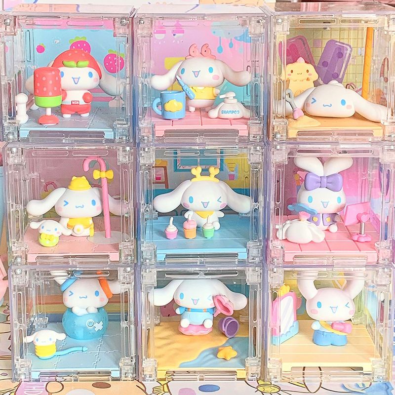 ของแท้ Sanrio กล่องสุ่ม หยก Guigou Weekend Plan Blind Box ตุ๊กตาของเล่น ใส กล่องเก็บของ สามารถเก็บได้ 8 แบบ