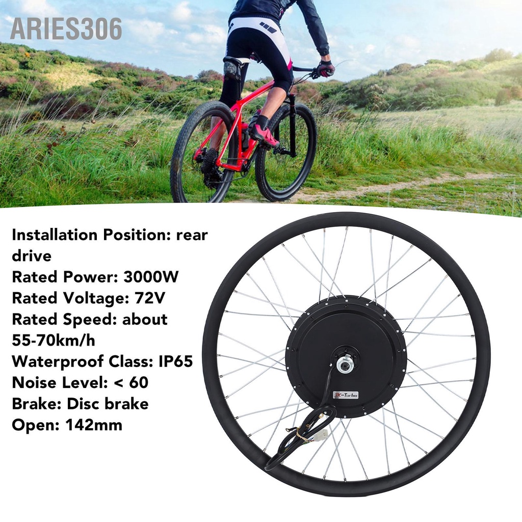 Aries306 26in 72V 3000W ไฟฟ้าจักรยานฮับด้านหลังชุดมอเตอร์พร้อมจอแสดงผล LCD Thumb คันเร่ง Power Assist Sensor IP65 ไฟฟ้าจักรยานชุด