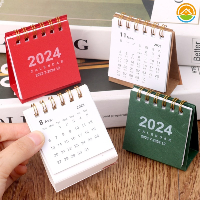 ปฏิทินตั้งโต๊ะ ปี 2024 แบบพลิกได้ ขนาดเล็ก สําหรับตกแต่งโต๊ะทํางาน โรงเรียน สํานักงาน