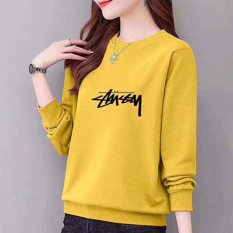 เวอร์ชั่นเกาหลีเสื้อผ้าเสื้อแขนยาวผู้หญิงขนาดใหญ่แฟชั่นผู้หญิงฤดูใบไม้ร่วงฤดูหนาวเสื้อผ้าชุดสตรี ผอมลง ดูผู้หญิงแขนยาวเสื้อยืดคอกลมแข