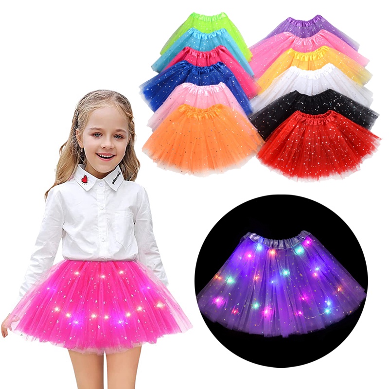 พร้อมส่ง กระโปรงมีไฟ เด็ก/ผู้ใหญ่ สามารถเปล่งแสงได้ TUTU ของ กระโปรงเรืองแสง ขวัญสําหรับเด็กผู้หญิง