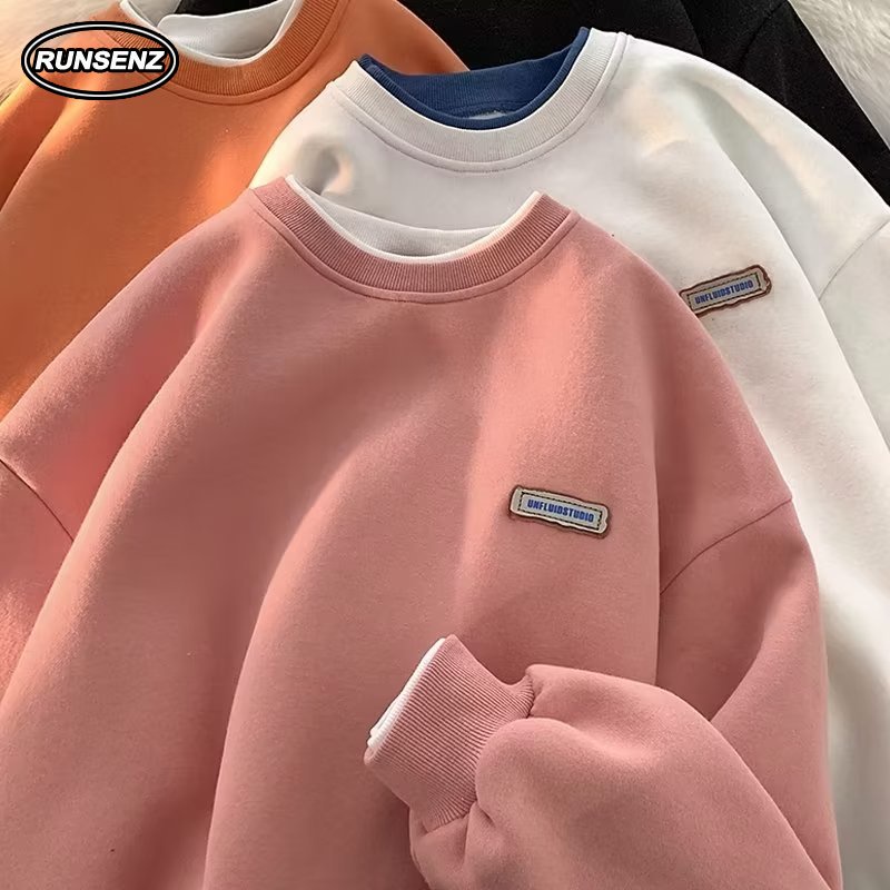 เสื้อยืดลําลอง แขนยาว คอกลม ทรงหลวม พลัสไซซ์ สไตล์เกาหลี สําหรับผู้ชาย ไซซ์ M - 8XL