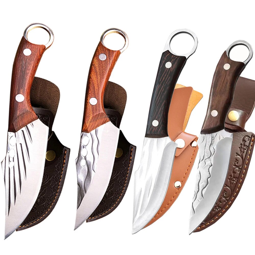 Outdoor Camping Knife Stainless Steel Kitchen Knife Forged Boning Knife Butcher Knife Sharp Cleaver 