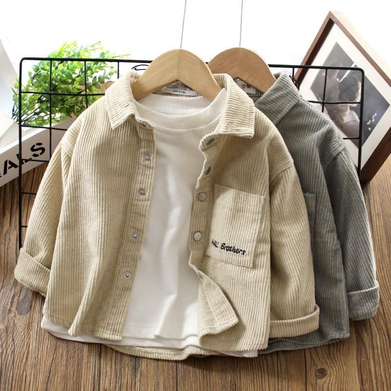 เสื้อแจ็กเก็ต ผ้าลูกฟูก แฟชั่นฤดูใบไม้ผลิ สําหรับเด็กผู้ชาย