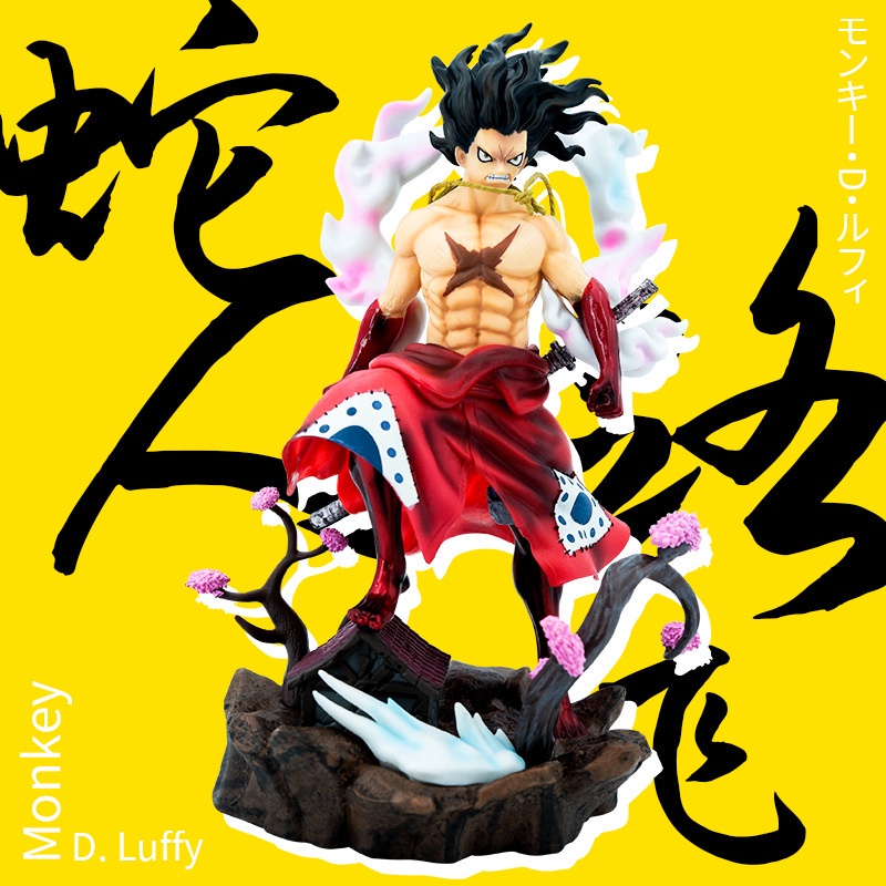 Wano Country Snake Man LuffyอะนิเมะรูปGK One PieceหมวกฟางKimono Seriesชุดเครื่องประดับ