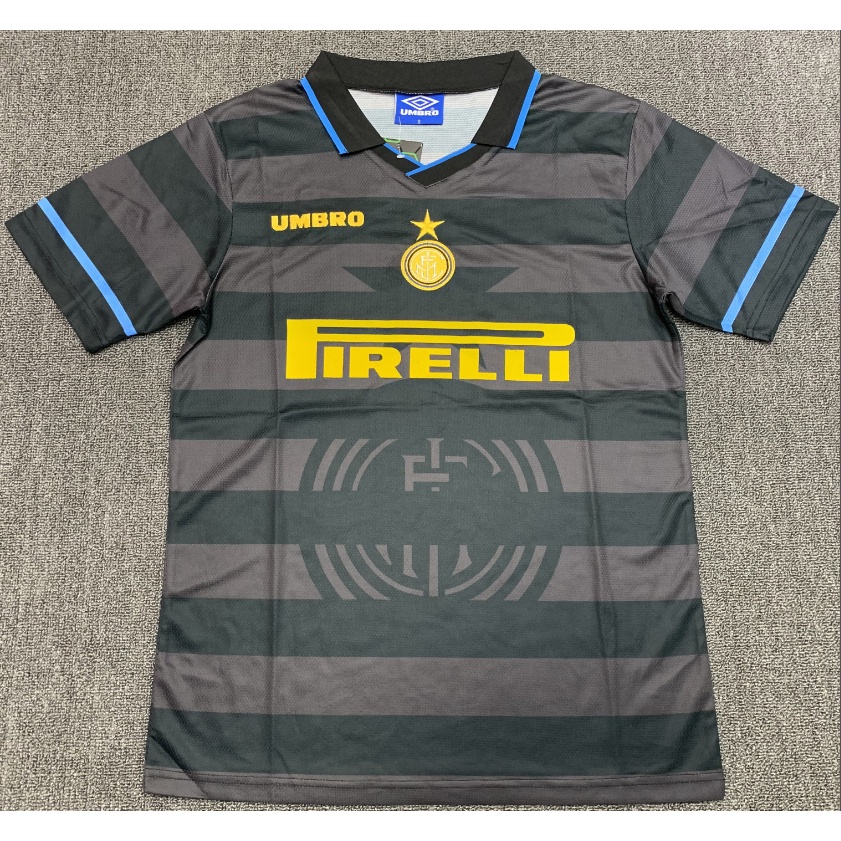 เสื้อกีฬาแขนสั้น ลายทีมชาติฟุตบอล Inter Milan 97-98 คุณภาพสูง สไตล์วินเทจ ไซซ์ S - XXL