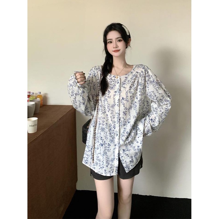 mimi&didi เสื้อเชิ้ตแขนยาวลายดอกไม้ผู้หญิง เสื้อแขนโคมไฟ น่ารัก สไตล์เกาหลี แฟชั่น#W280 - รูปที่ 5