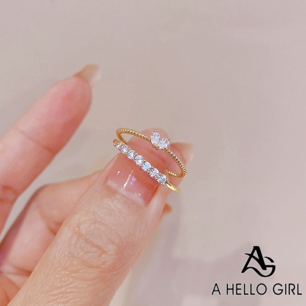 A HELLO GIRL แหวนเพทาย รูปหัวใจ สวยหรู สไตล์เกาหลี เครื่องประดับ สําหรับผู้หญิง