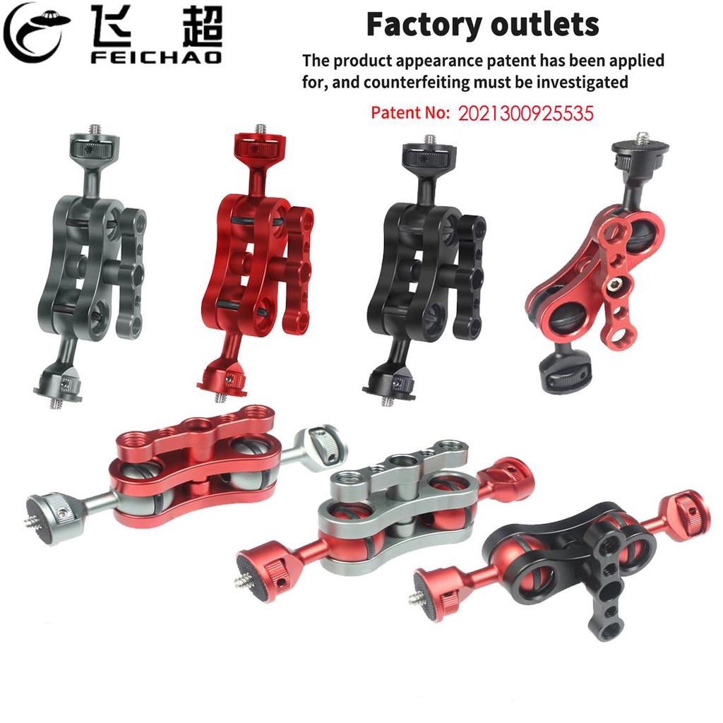 FEICHAO สําหรับ GoPro 13 สําหรับ Insta360 X5 สําหรับ DJI Action 4 กล้องแม่เหล็กแขน Double Ball Head ขาตั้งกล้องอะแดปเตอร์