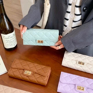 ผู้หญิงกระเป๋าสตางค์ยาว Lattice พิมพ์หนัง PU Multi Card Case กระเป๋าสตางค์ Pierre Loues