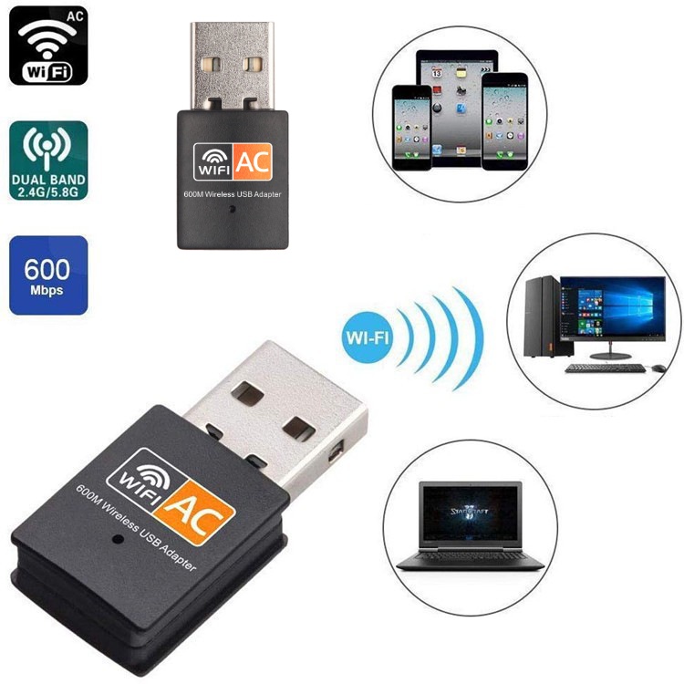 ตัวรับสัญญาณ WIFI สําหรับอัพเกรด 5G, WIFI USB เครื ่ องส ่ งสัญญาณ 600Mbps, สําหรับ 2.4GHz และ 5Ghz PC และแล ็ ปท ็ อป