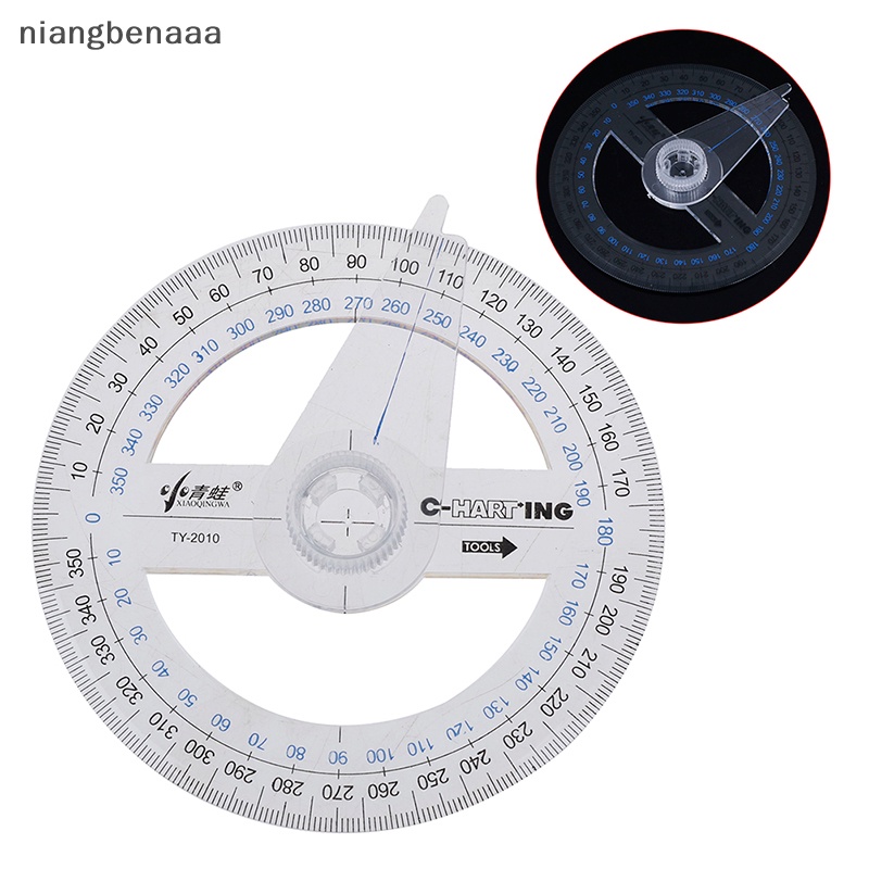 (niangbenaaa) ไม้โปรแทรกเตอร์ พลาสติก เส้นผ่าศูนย์กลาง 10 ซม. หมุนได้ 360 องศา แบบพกพา