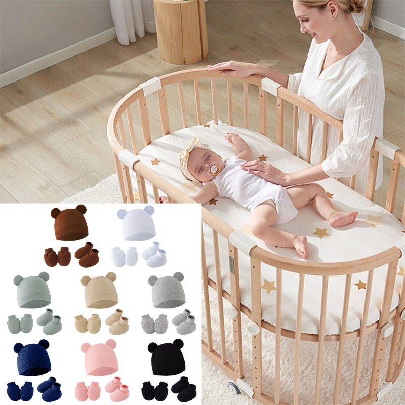 Newborn Baby Hat Scratch Resistant Gloves Socks Set for Boys Girls Shower - รูปที่ 3