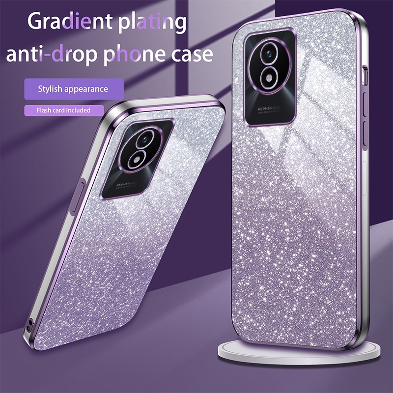 เคส Vivo Y02T Y02A Y02 การไล่ระดับสีชุบกรณีโทรศัพท์ป้องกันการตก