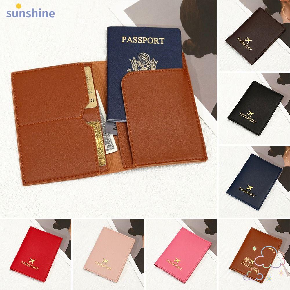 Ssunshine กระเป๋าสตางค์ หนัง Pu น้ําหนักเบา แบบพกพา สําหรับใส่หนังสือเดินทาง บัตรเครดิต