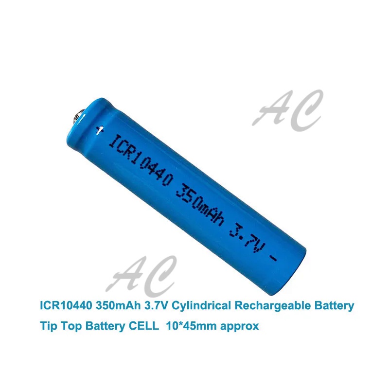 AC 10440 AAA Size 3.7V 350mAh ICR10440 Lithium Li-ion Rechargeable Battery With Button Tip Tops For 