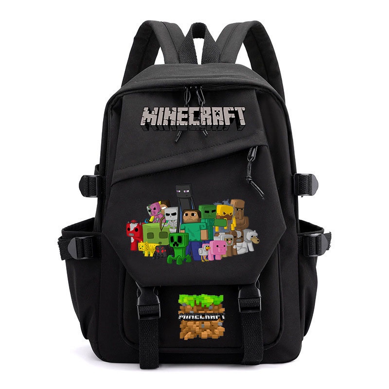 กระเป๋าเป้สะพายหลัง กระเป๋านักเรียน ขนาดใหญ่ จุของได้เยอะ ลายการ์ตูน Minecraft สไตล์ญี่ปุ่น สําหรับเด็กนักเรียน