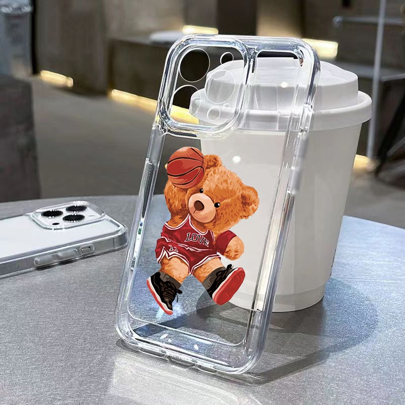 เคสโทรศัพท์มือถือแบบนิ่ม ใส ลายการ์ตูนหมี บาสเก็ตบอล ตัวอักษร อวกาศ สร้างสรรค์ สําหรับ Xiaomi 13T 12 Mi 11 Lite 5G NE 12T 11T 14 Pro Poco X5 X3 X4 Pro F3