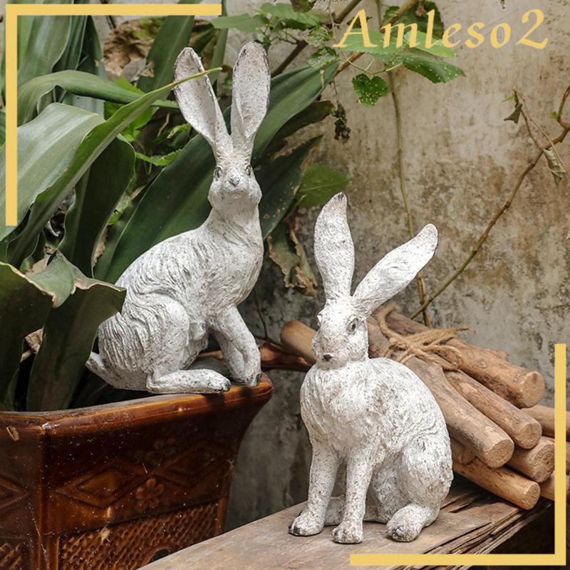 [Amleso2] ฟิกเกอร์รูปปั้นกระต่าย สําหรับตกแต่งบ้าน ระเบียง ฟาร์มเฮาส์ 2 ชิ้น - รูปที่ 7