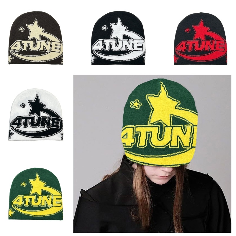 Subculture Jacquard Letter Hat Knit Beanie Hat for Adult Winter Outdoor Cycling