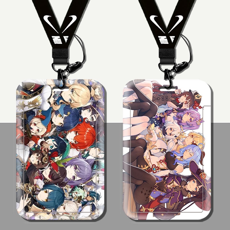 Genshin Impact All Character Custom Student ID Work ID Card Holder Campus ID Card Hard Cover Back ID